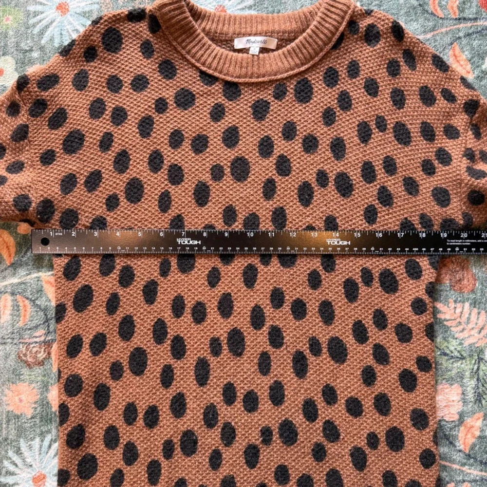 Madewell‎ Merino Wool Polka Dot Sweater Dress Brown Black K2826 Womens Medium - Picture 2 of 10